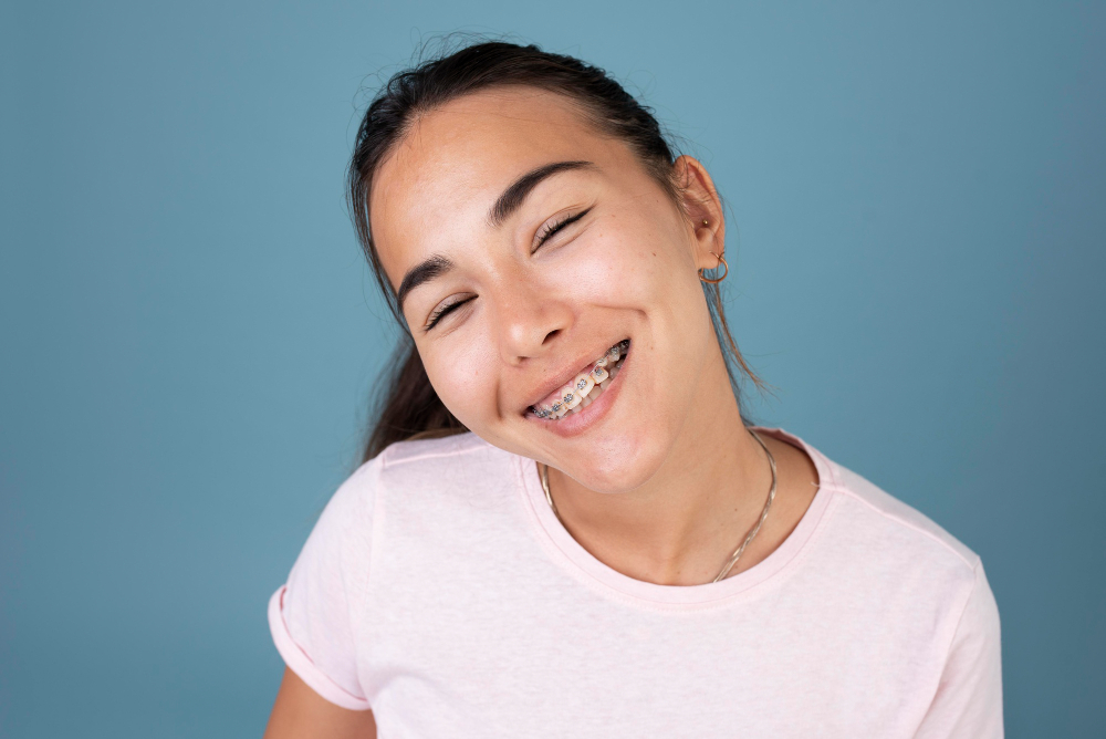 Smiling person with braces